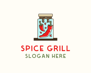 Chili Pepper Spice Jar logo design