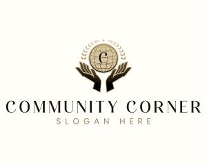 Globe Hand Community logo design