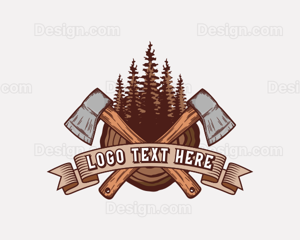 Vintage Forest Wood Axe Logo