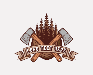 Vintage Forest Wood Axe  logo