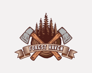 Vintage Forest Wood Axe  logo design