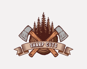 Vintage Forest Wood Axe  logo design