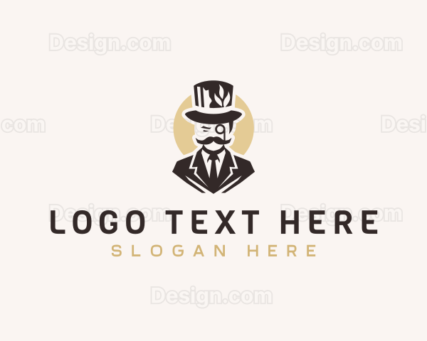 Leaf Gentleman Hat Suit Logo