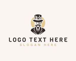 Leaf Gentleman Hat Suit Logo