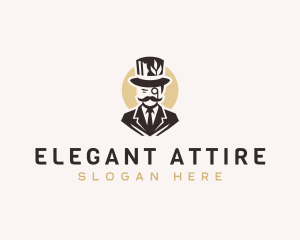 Leaf Gentleman Hat Suit logo design