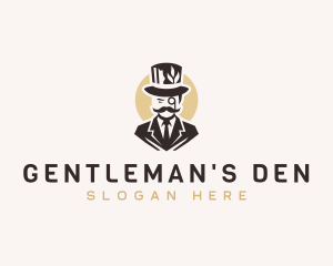 Leaf Gentleman Hat Suit logo design