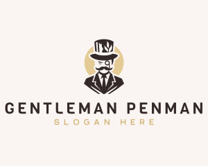 Leaf Gentleman Hat Suit logo design