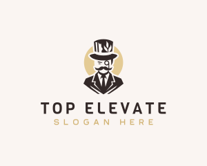 Leaf Gentleman Hat Suit logo design