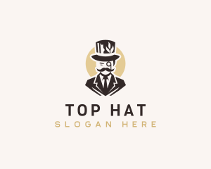 Leaf Gentleman Hat Suit logo design