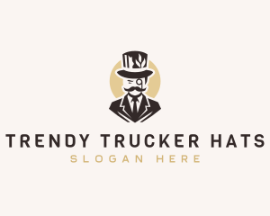 Leaf Gentleman Hat Suit logo design