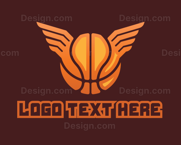 Orange Basketball Wings Logo