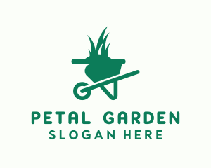 Wheelbarrow Lawn Grass logo design