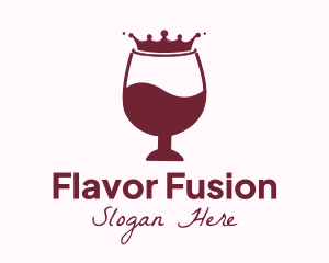 Wine Liquid Crown Glass logo design