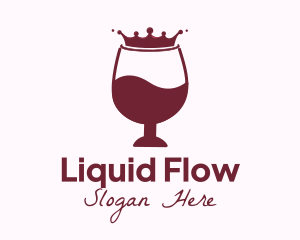 Wine Liquid Crown Glass logo design