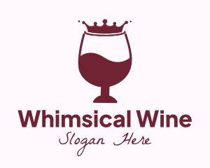 Wine Liquid Crown Glass logo design