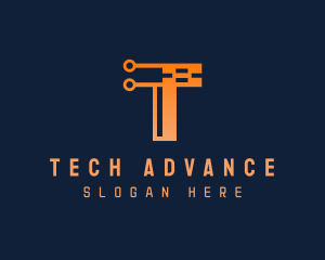 Gradient Tech Letter T logo design