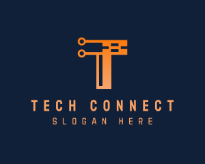 Gradient Tech Letter T logo design