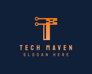 Gradient Tech Letter T logo design