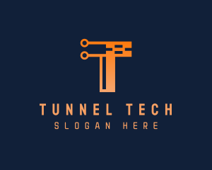 Gradient Tech Letter T logo design