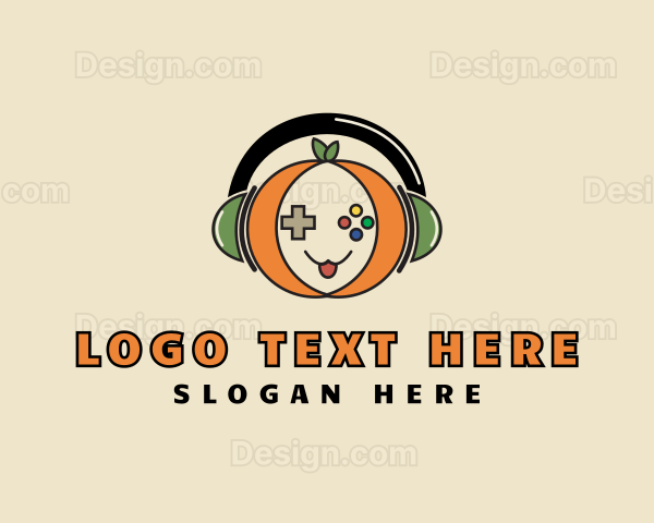 Headphones Pumpkin Gamer Logo