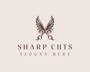 Barbershop Wing Scissors logo design