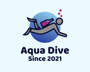 Wine Scuba Diver logo design