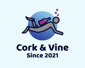 Wine Scuba Diver logo design