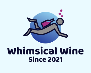 Wine Scuba Diver logo design