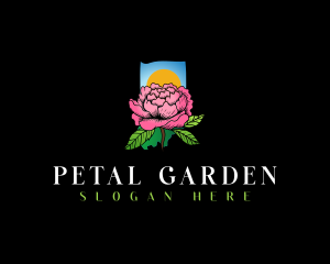 Indiana  Peony Flower logo design