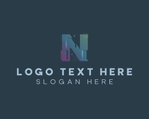 Modern Glitch Letter N logo