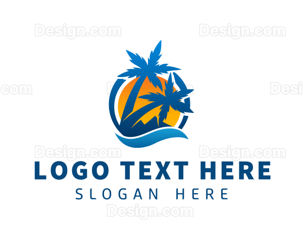 Summer Palm Tree Beach Resort Logo