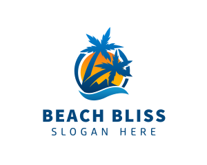 Summer Palm Tree Beach Resort logo design