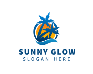 Summer Palm Tree Beach Resort logo design