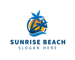 Summer Palm Tree Beach Resort logo design