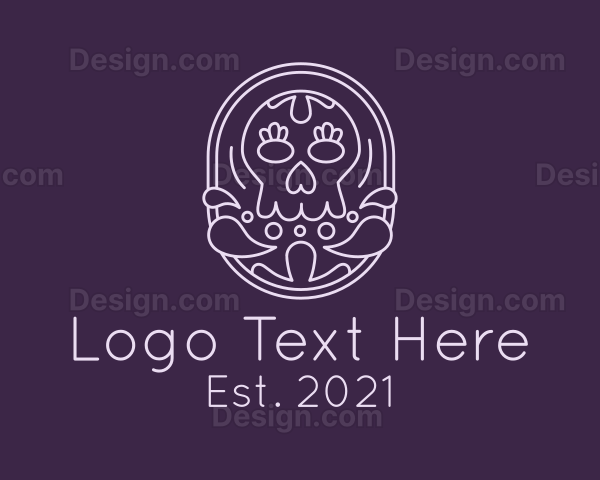 Mexican Skull Line Art Logo