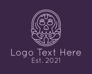 Mexican Skull Line Art  logo design