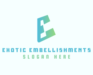 Gradient Futuristic E logo design