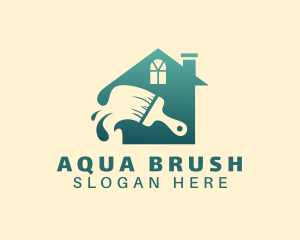 Gradient House Paint Brush logo design