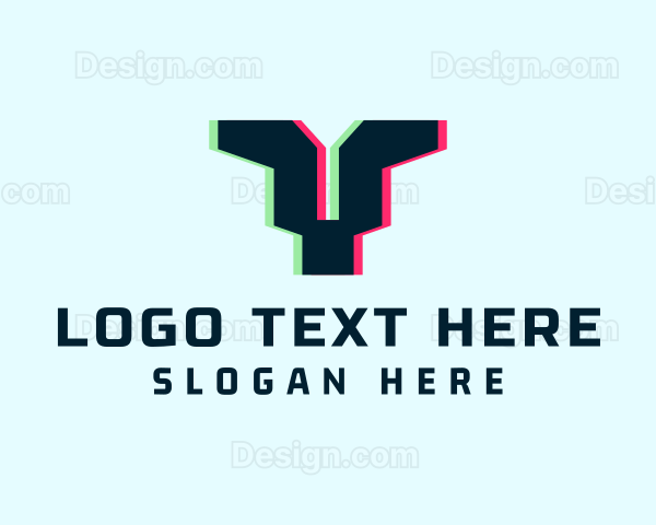 Cyber Anaglyph Letter Y Logo