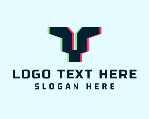 Cyber Anaglyph Letter Y logo