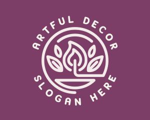 Organic Leaf Scented Candle logo design