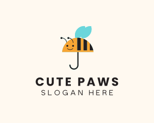 Cute Bee Umbrella logo design