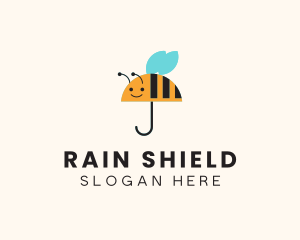 Cute Bee Umbrella logo design