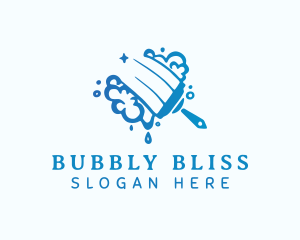 Blue Cleaning Squeegee  logo design