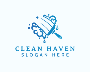 Blue Cleaning Squeegee  logo design