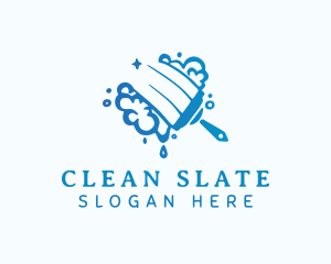 Blue Cleaning Squeegee  logo design