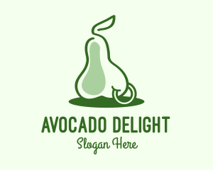 Green Pear Fruit Piercing logo design