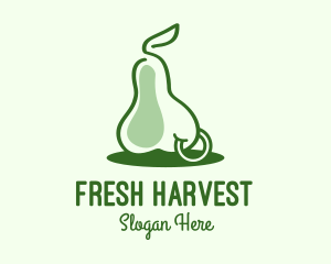Green Pear Fruit Piercing logo design