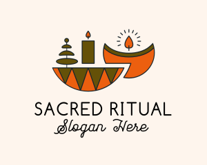 Ethnic Tealight Candle logo design