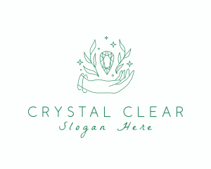 Natural Hand Crystal Gem logo design